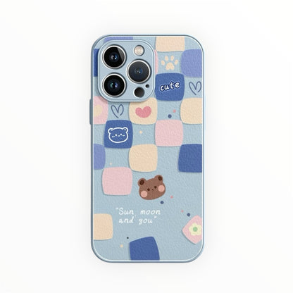 Coque de téléphone à motif d'ours à carreaux