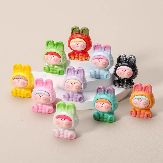 Colorful Bunny Baby Resin Figurines – Kawaii Mini Desk Decorations