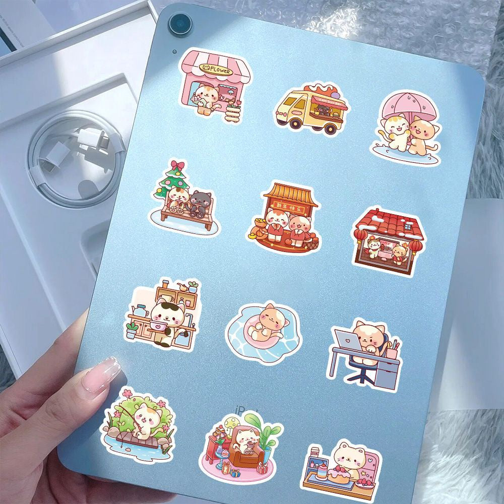 Kawaii Cat Daily Life Stickers 60 Pieces V Boutique Studio