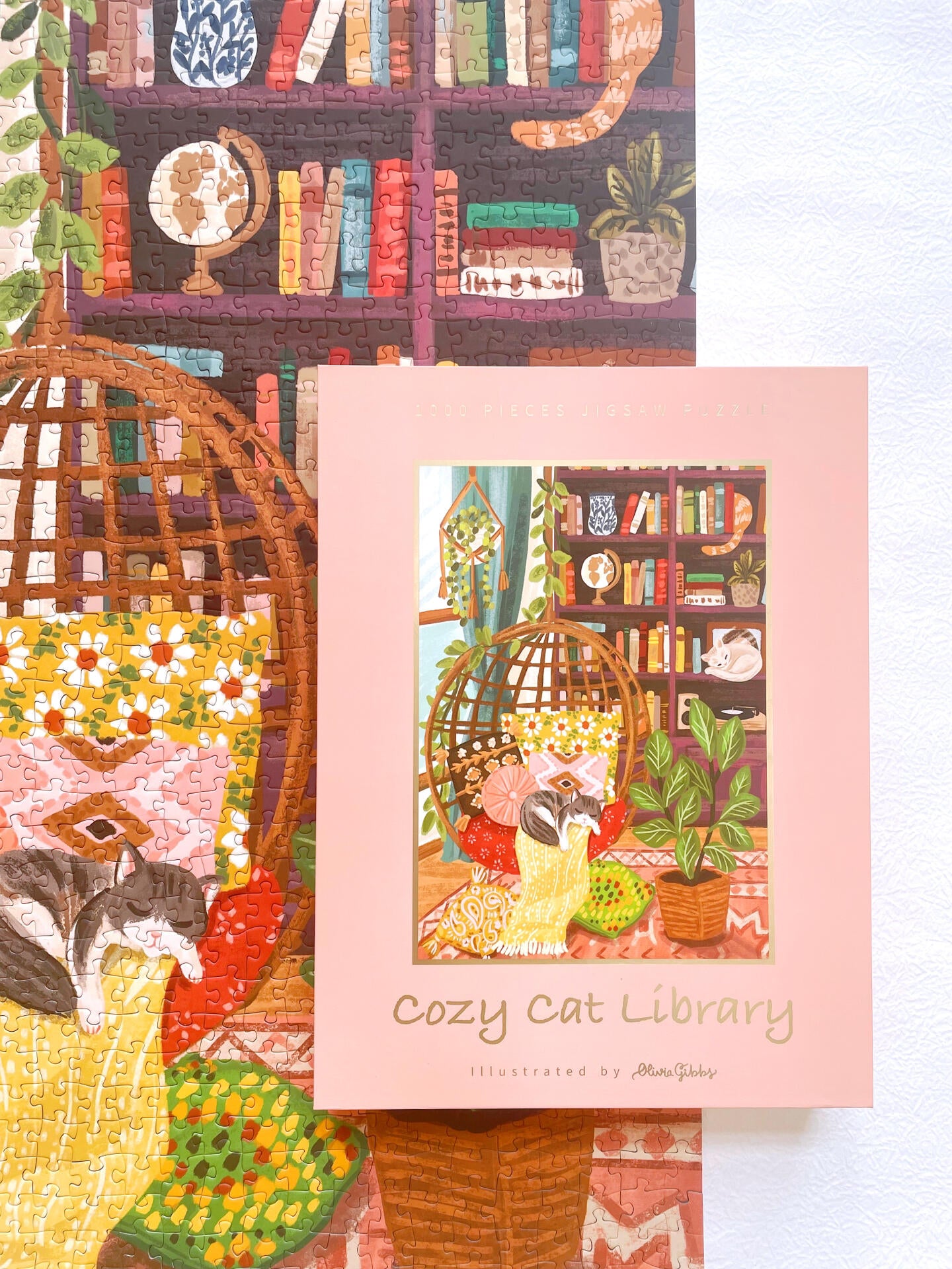 Cozy Cat Library 1000 Piece Jigsaw Puzzle