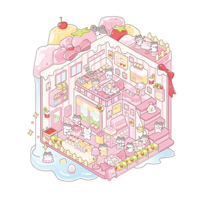Kawaii Candy House Sticker – Miniature Scene for DIY & Crafts