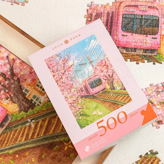 Goshogawara Sakura Train 500 Piece Jigsaw Puzzle