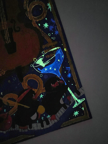 Pin Pin Blue Night 521 Piece Glow in the Dark Gold Foil Jigsaw Puzzle Pin Pin