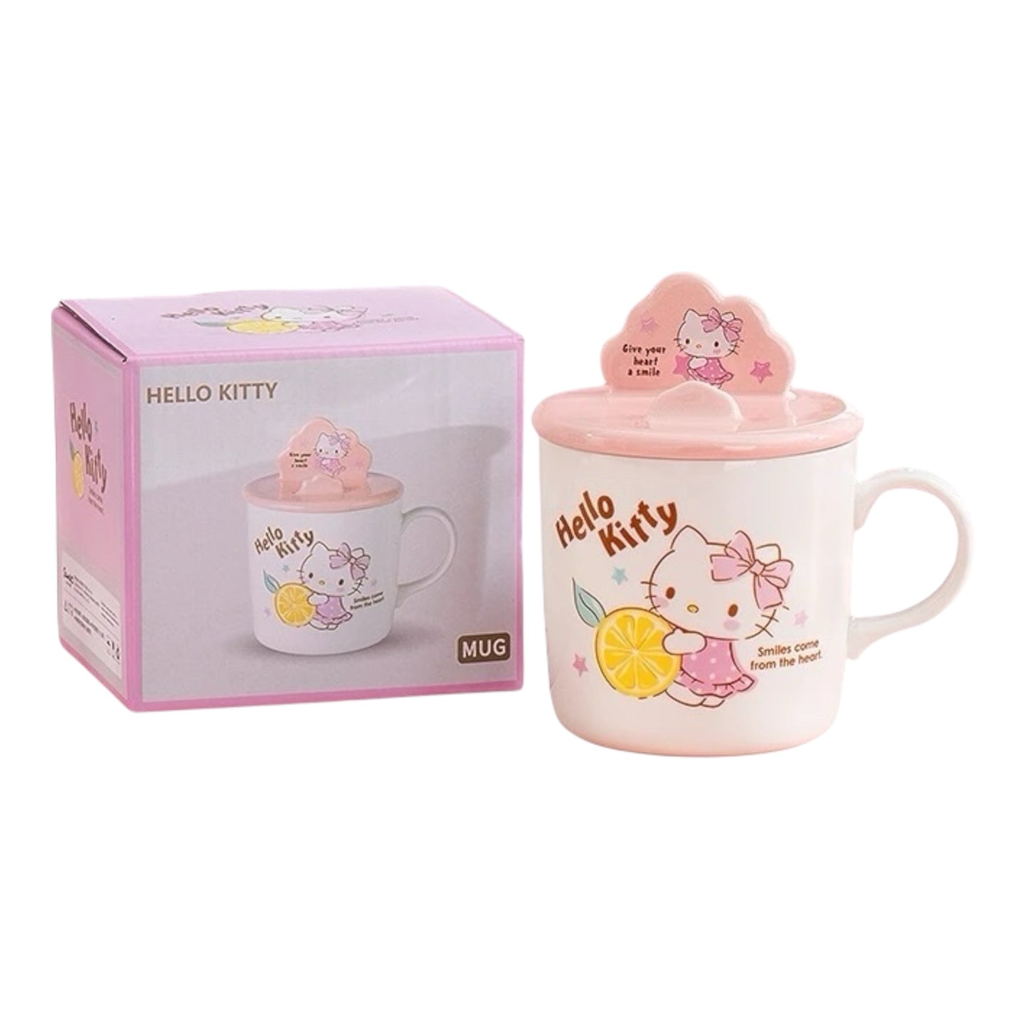 Kawaii Character Ceramic Mug with Lid