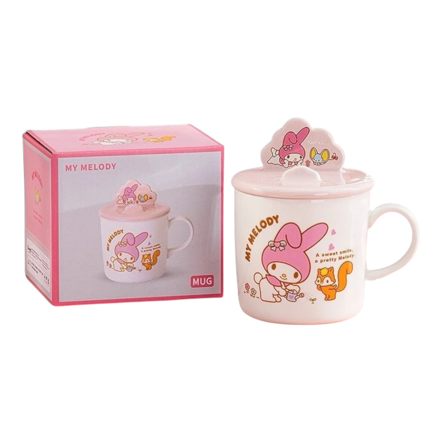 Kawaii Character Ceramic Mug with Lid