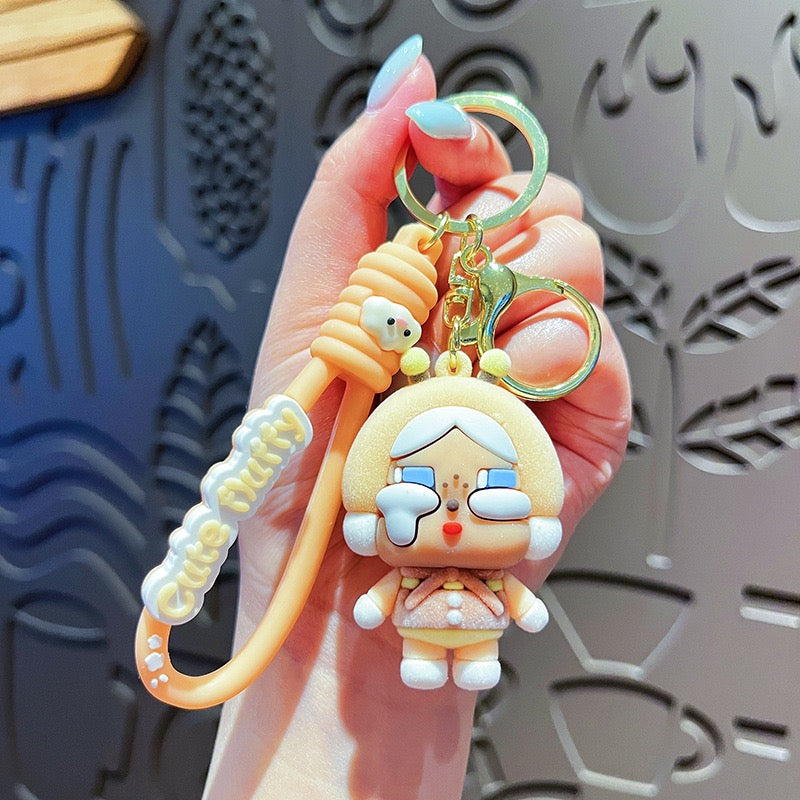 Cartoon Flocked Crying Baby Keychain