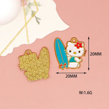 Cheerful Kitty Alloy Charms for Jewelry Making