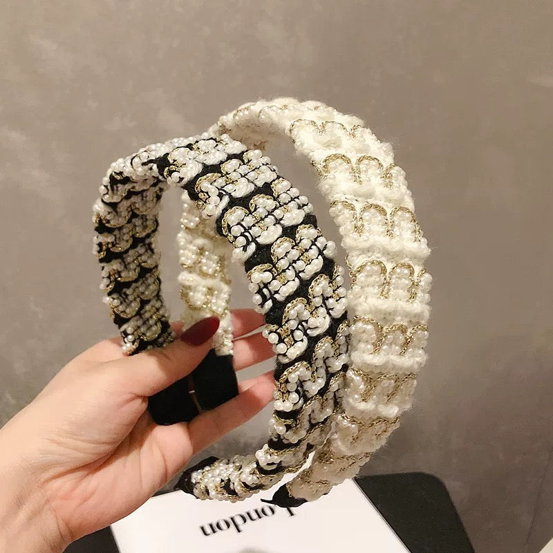 Bandeau tissé en perles et paillettes