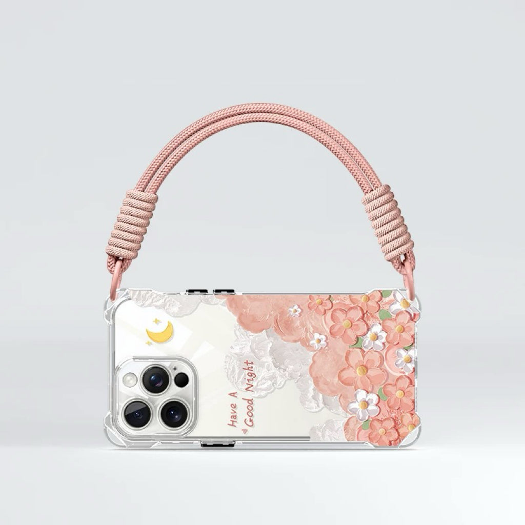 Étui de téléphone à lanières à motif floral de rêve