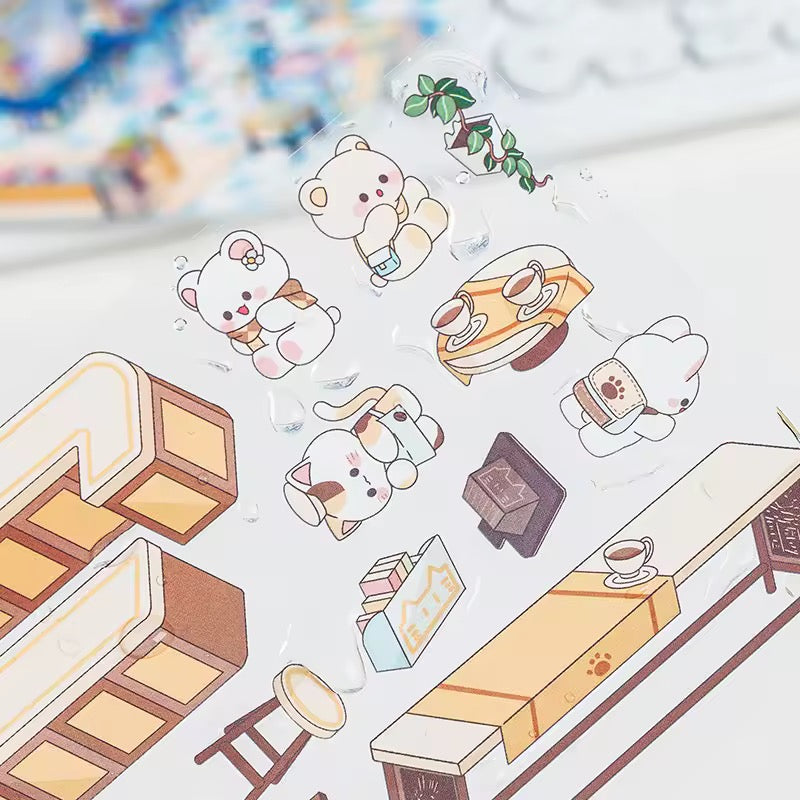 Kawaii Miniature Shop Sticker Set – 3D Puffy Stickers for DIY & Crafts