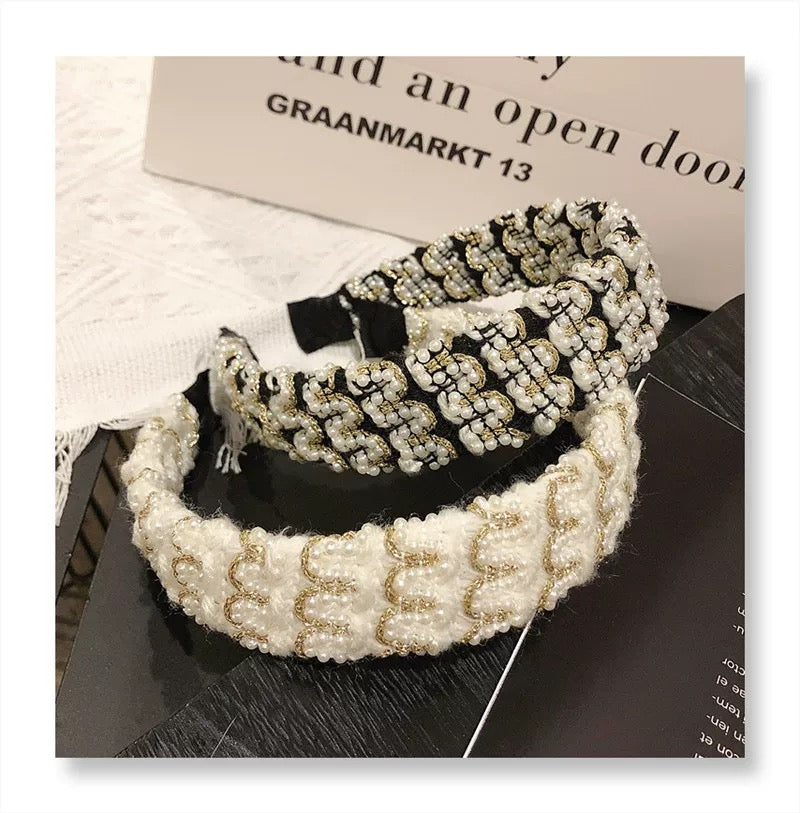 Bandeau tissé en perles et paillettes