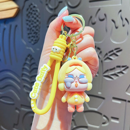 Cartoon Flocked Crying Baby Keychain