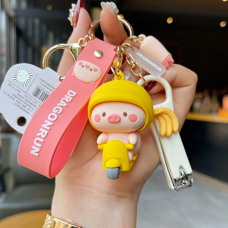 Kawaii Pig Keychain Set