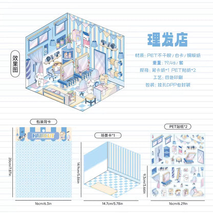 Kawaii Miniature Shop Sticker Set – 3D Puffy Stickers for DIY & Crafts