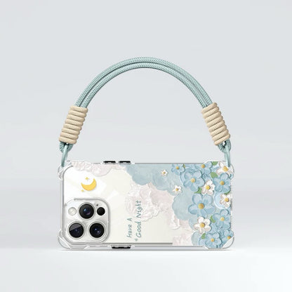 Étui de téléphone à lanières à motif floral de rêve