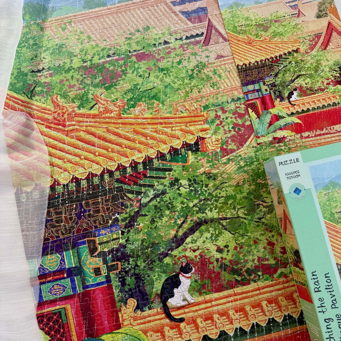 Watching the Rain at Jinque Pavilion 1000 Piece Jigsaw Puzzle Tutu Dingdang