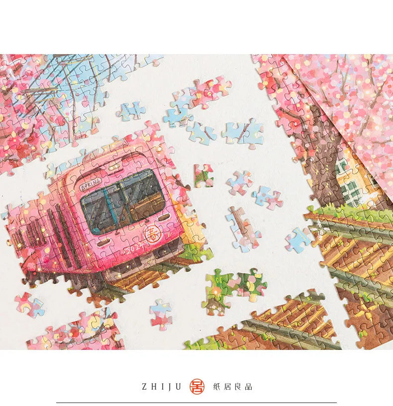 Goshogawara Sakura Train 500 Piece Jigsaw Puzzle
