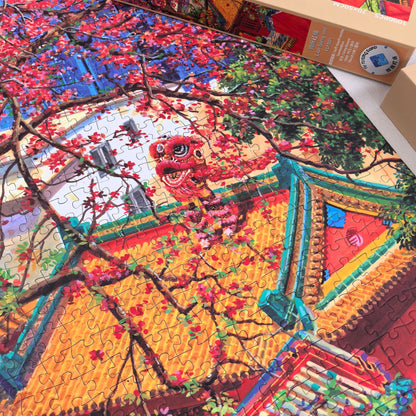 Lion Burns Red Cotton 1000 Piece Jigsaw Puzzle Tutu Dingdang