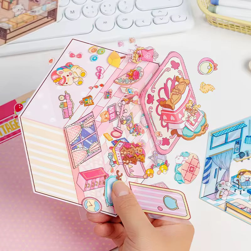 Kawaii Miniature Shop Sticker Set – 3D Puffy Stickers for DIY & Crafts