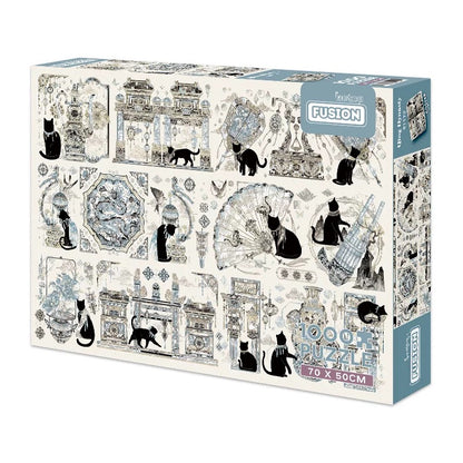 Botop Fusion Qing Dynasty Black Cat 1000 Piece Jigsaw Puzzle