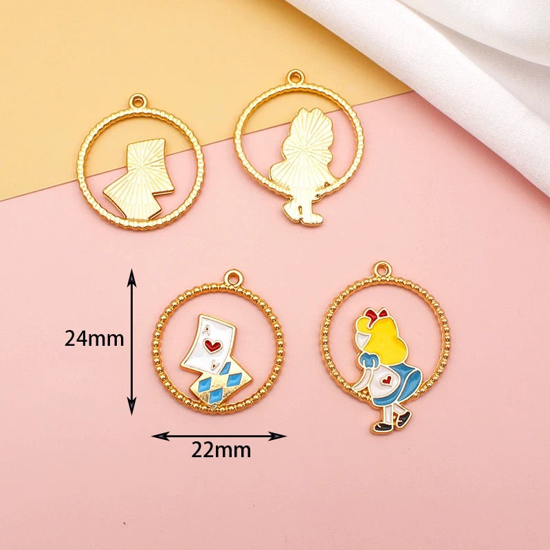 12 Pcs Alloy Enamel Cartoon Charms for DIY Jewelry Making