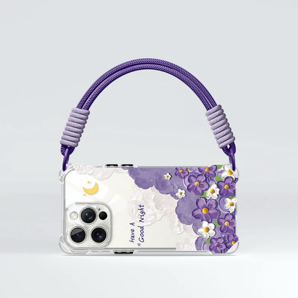 Étui de téléphone à lanières à motif floral de rêve