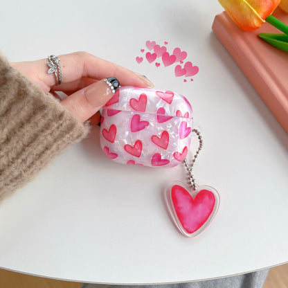Kawaii Pink Heart AirPods Case with Charm – Clear Protective Cover