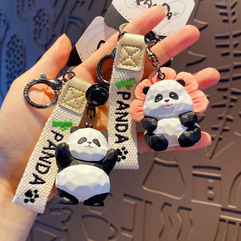 Cute Panda Keychain Strap Cartoon Key Ring Gift