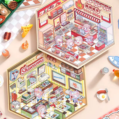 Mini Shop Room Stickers – 3D DIY Kit for Crafts & Journals