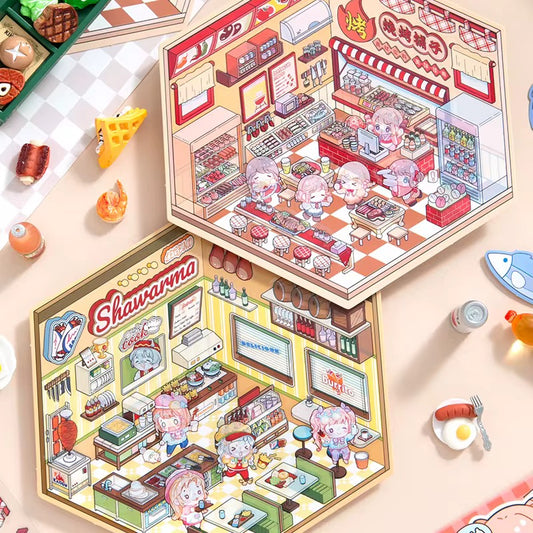 Mini Shop Room Stickers – 3D DIY Kit for Crafts & Journals