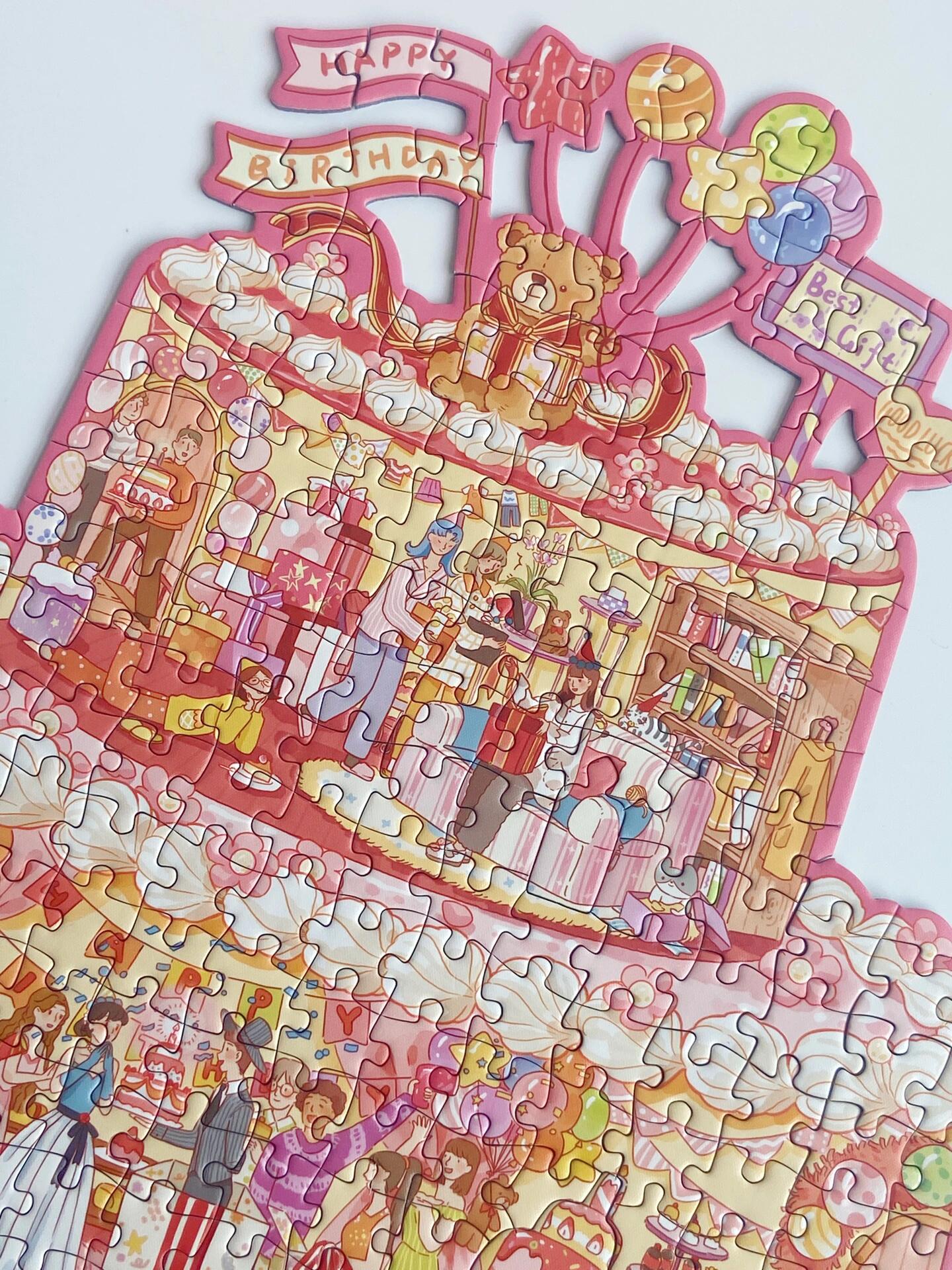 Momibook Birthday Cake Puzzle – 481 Irregular Pieces