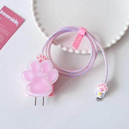 Kawaii Pink Cat Paw Cable Protector – Cute iPhone Cable Cover