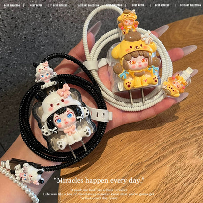 Kawaii Doll Charging Cable Protector Set – 3D Cute Plug Cover