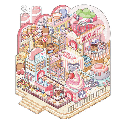Factory Miniature Sticker Kit – 3D DIY Scene for Journals & Crafts