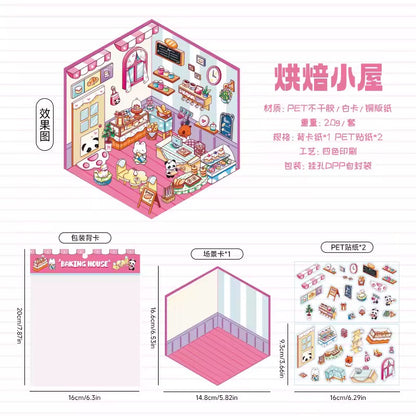 Kawaii Miniature Shop Sticker Set – 3D Puffy Stickers for DIY & Crafts