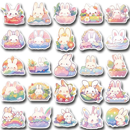 Kawaii Rainbow Bunny Stickers 50 Pcs V Boutique Studio
