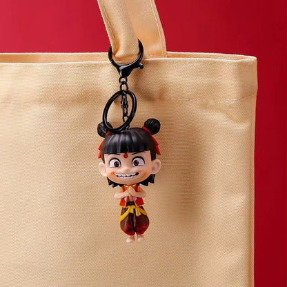 Nezha & Ao Bing Keychain Set – Chinese Mythology Figure Keychains, Cute Anime Bag Charms