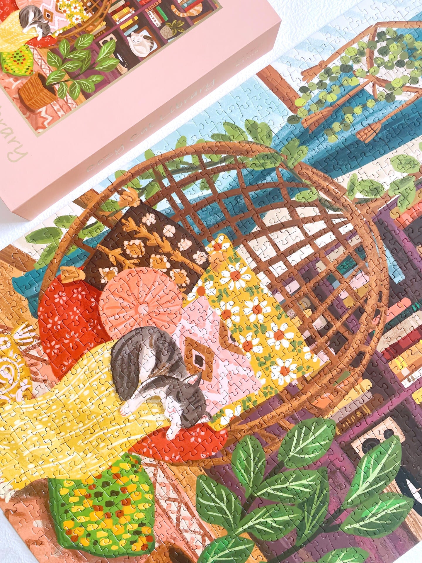 Cozy Cat Library 1000 Piece Jigsaw Puzzle