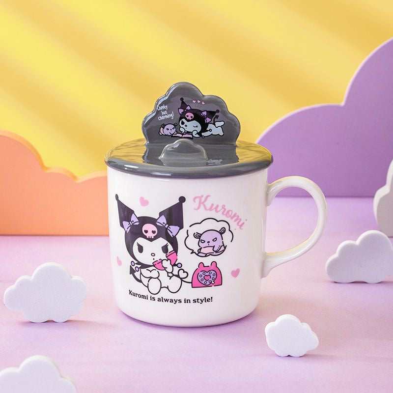 Kawaii Character Ceramic Mug with Lid
