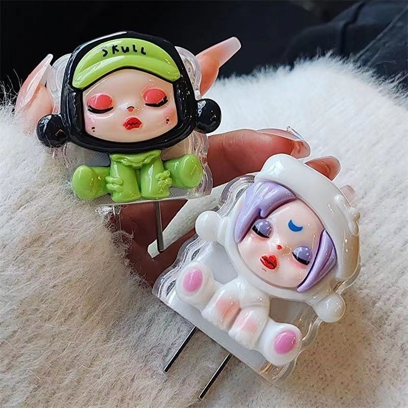 Cute 3D Doll Charging Cable Cover – Kawaii USB Plug Protector