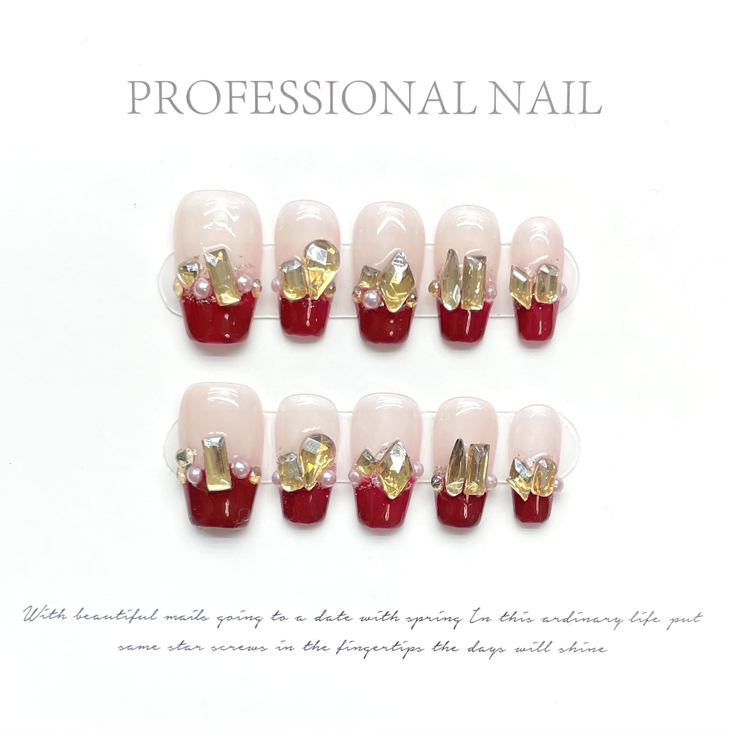 Ongles à coller Golden Crystal Kiss