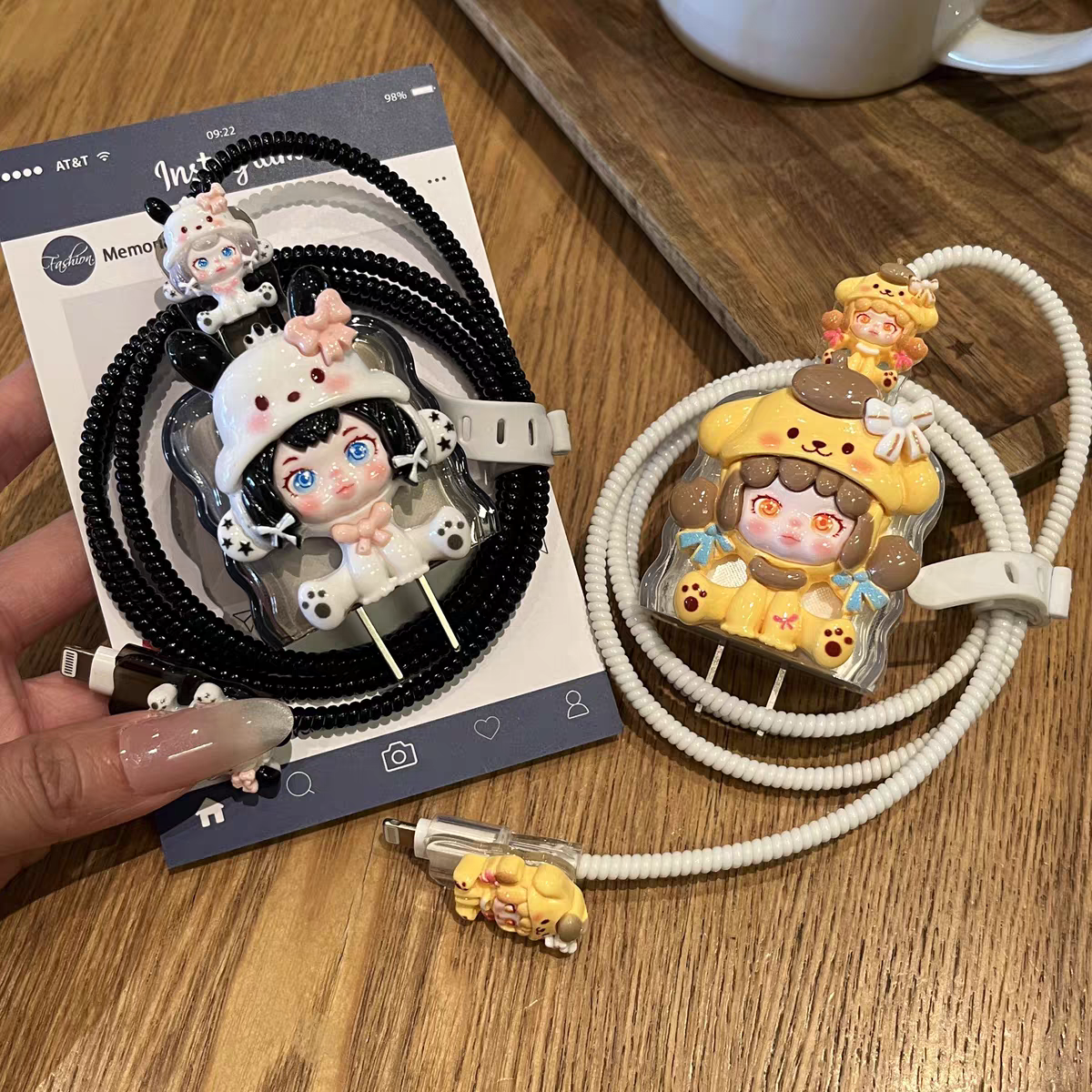 Kawaii Doll Charging Cable Protector Set – 3D Cute Plug Cover