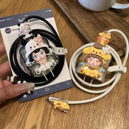 Kawaii Doll Charging Cable Protector Set – 3D Cute Plug Cover
