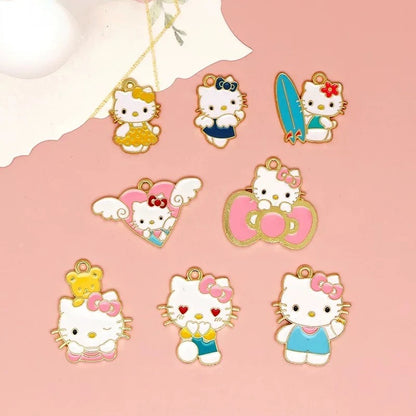 Cheerful Kitty Alloy Charms for Jewelry Making