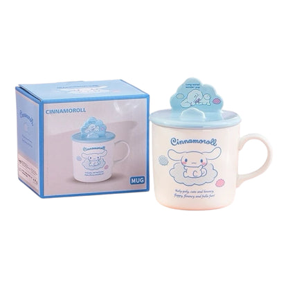 Kawaii Character Ceramic Mug with Lid