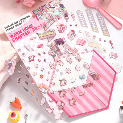 Mini World 3D Scene Stickers – DIY Room Kit for Journals & Crafts