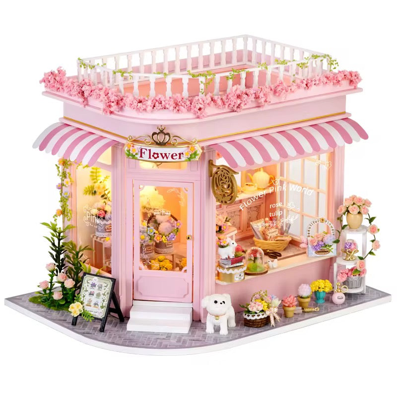 Flower Shop Miniature House – DIY Pink Floral Kit for Crafters