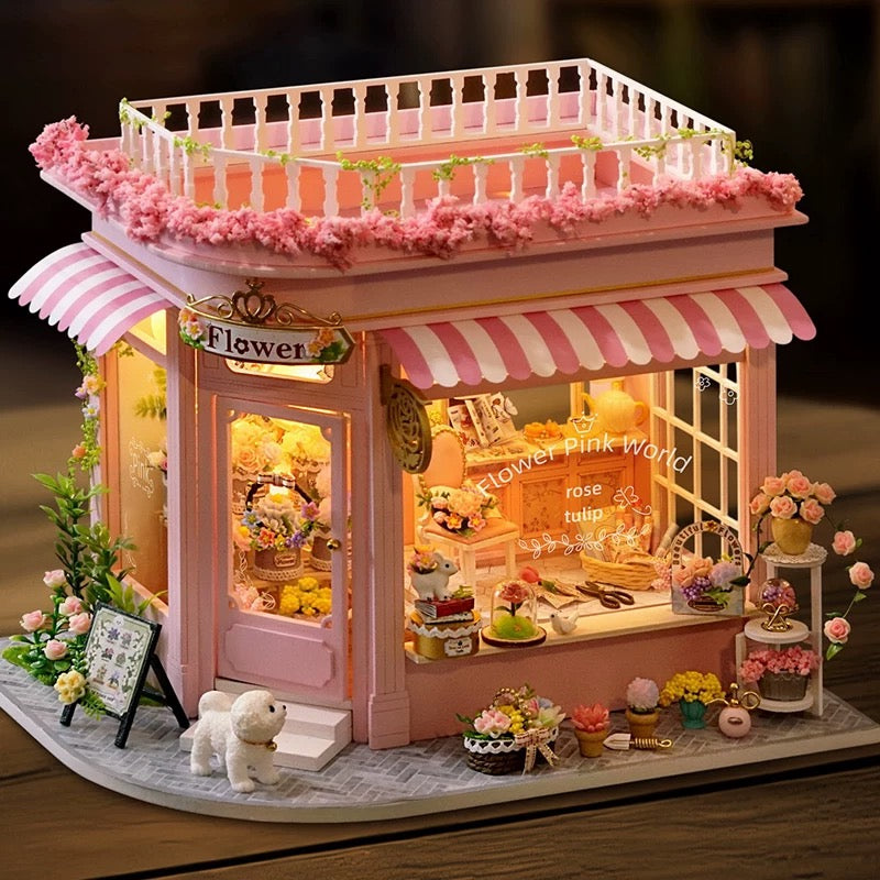 Flower Shop Miniature House – DIY Pink Floral Kit for Crafters