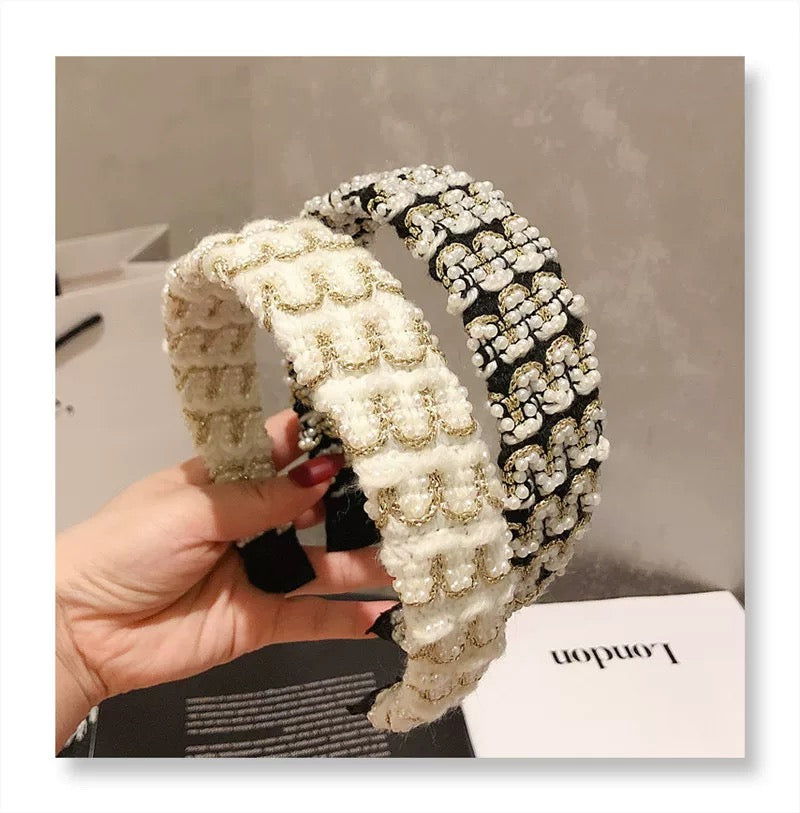 Bandeau tissé en perles et paillettes