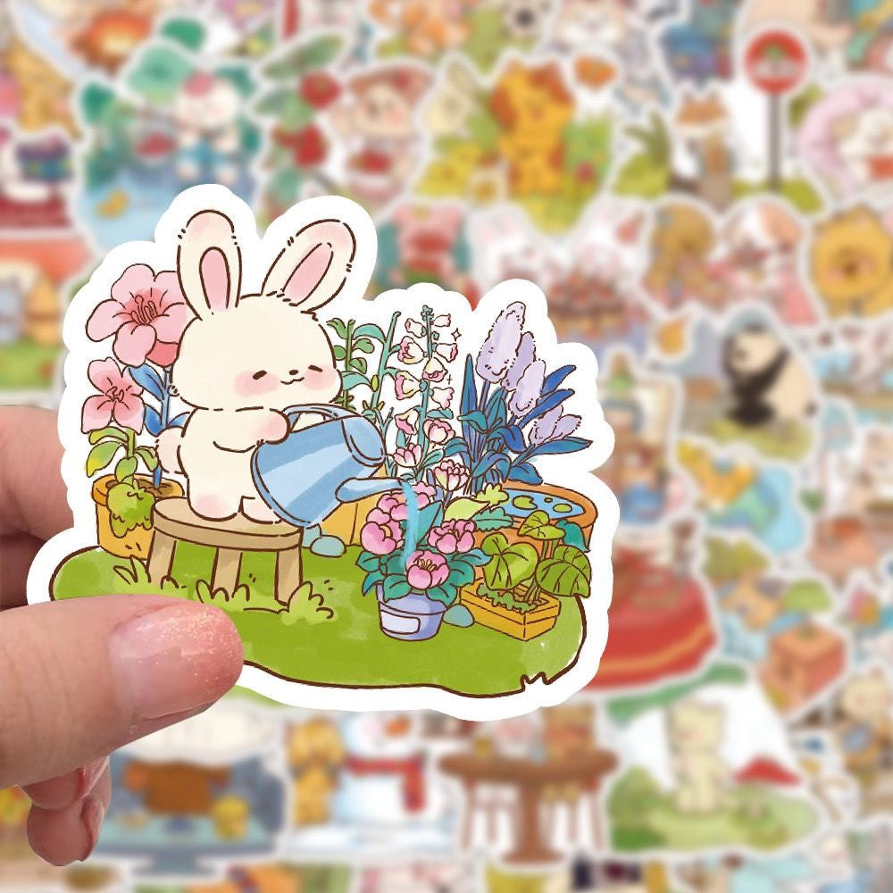 Kawaii Animal Daily Life Stickers 60 Pcs V Boutique Studio
